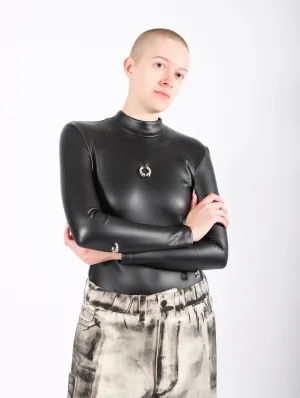 Pierced Pleather Bodysuit in Black by Melitta Baumeister