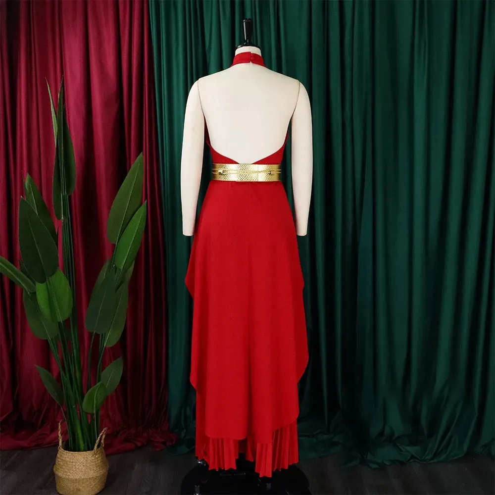 Pre Order: Sleeveless Backless Irregular Top   Wide Leg Pants Set