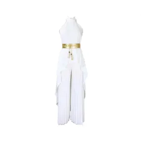 Pre Order: Sleeveless Backless Irregular Top   Wide Leg Pants Set
