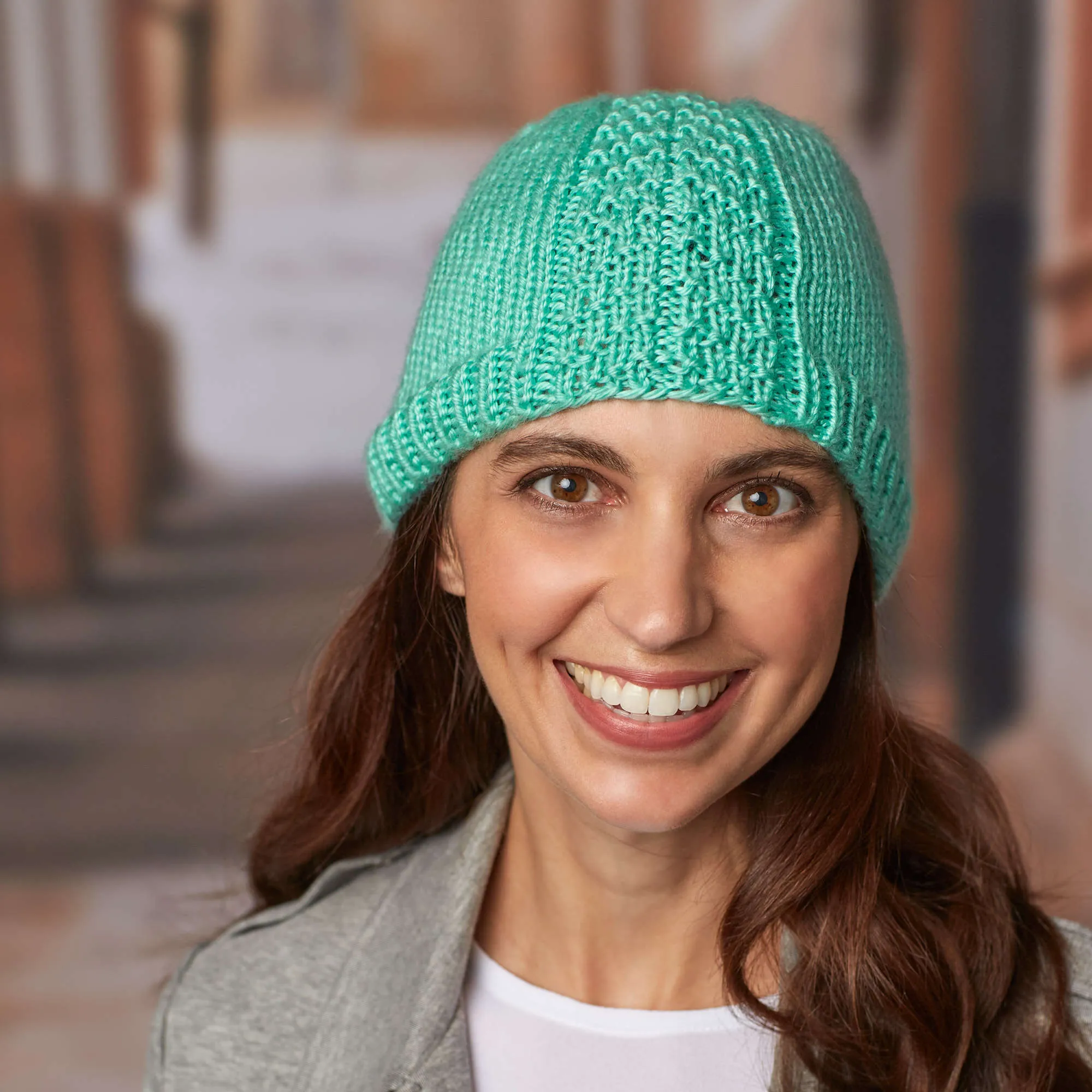 Red Heart Knit Herringbone Hat