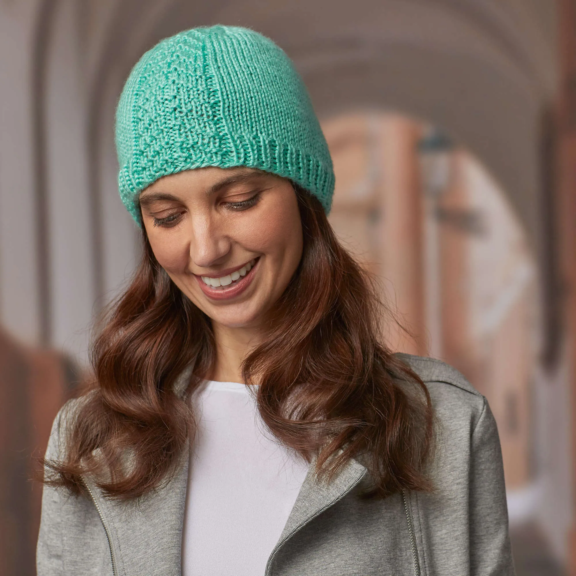 Red Heart Knit Herringbone Hat