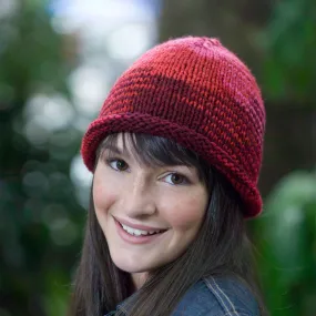 Red Heart Knit Roll Brim Hat