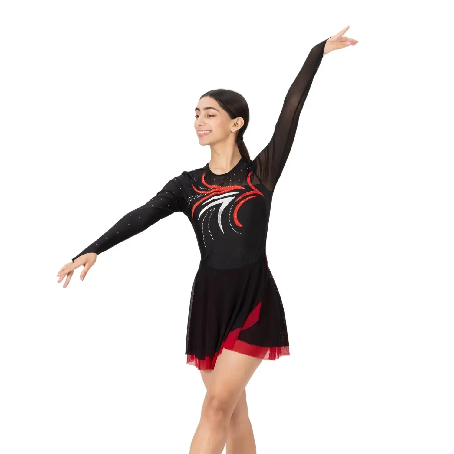 Rhythmic Gymnastic/Figure Skating Leotard dress with Foil Pattern