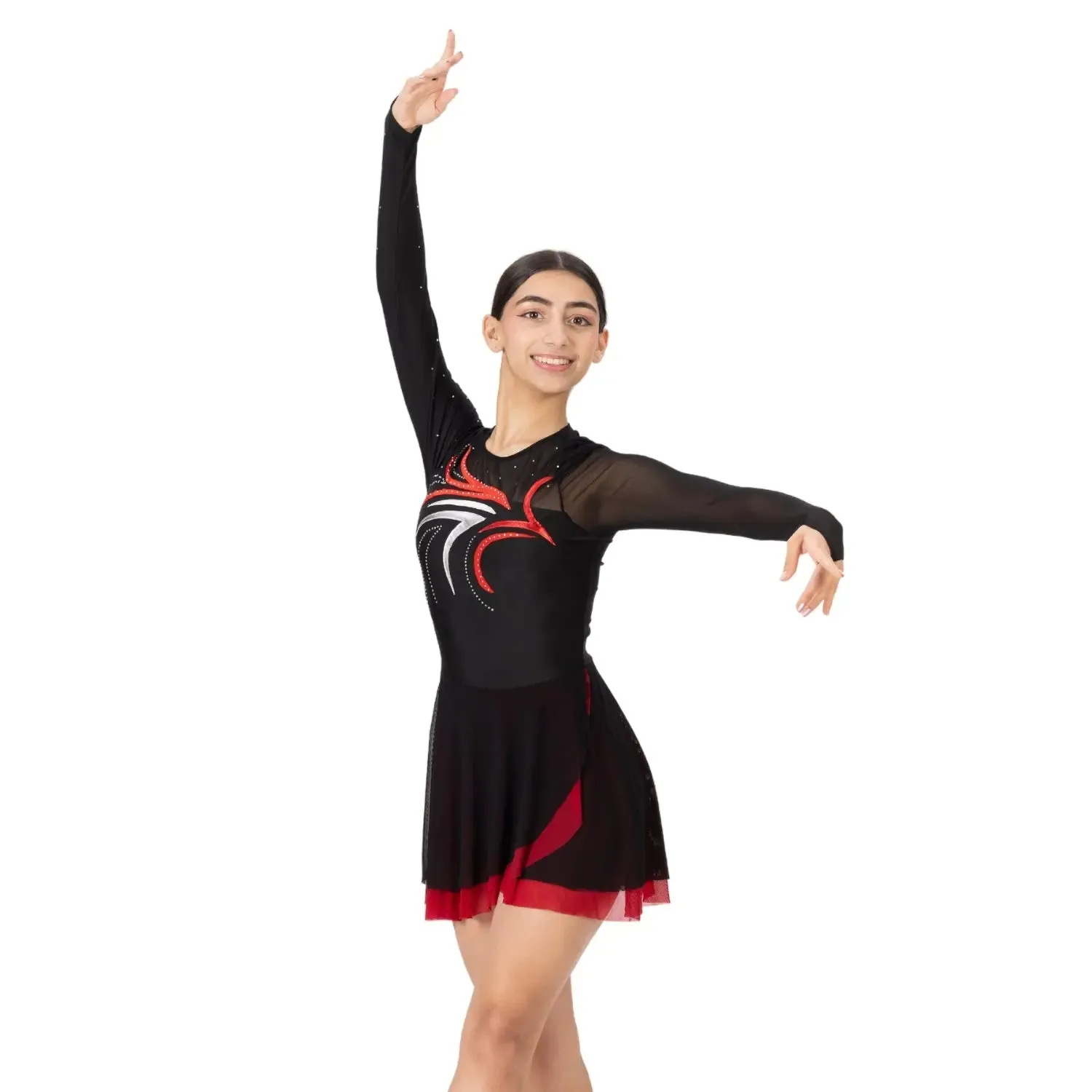 Rhythmic Gymnastic/Figure Skating Leotard dress with Foil Pattern