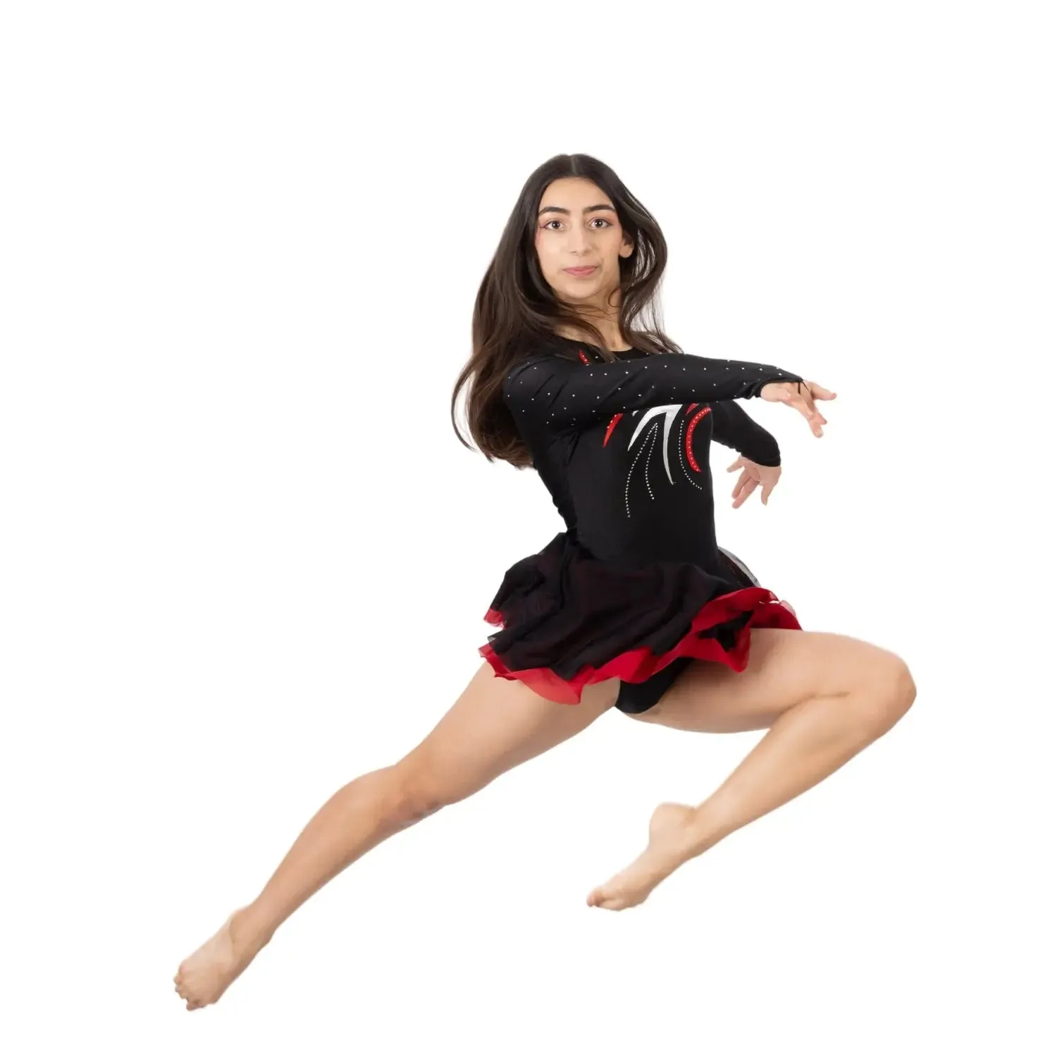 Rhythmic Gymnastic/Figure Skating Leotard dress with Foil Pattern