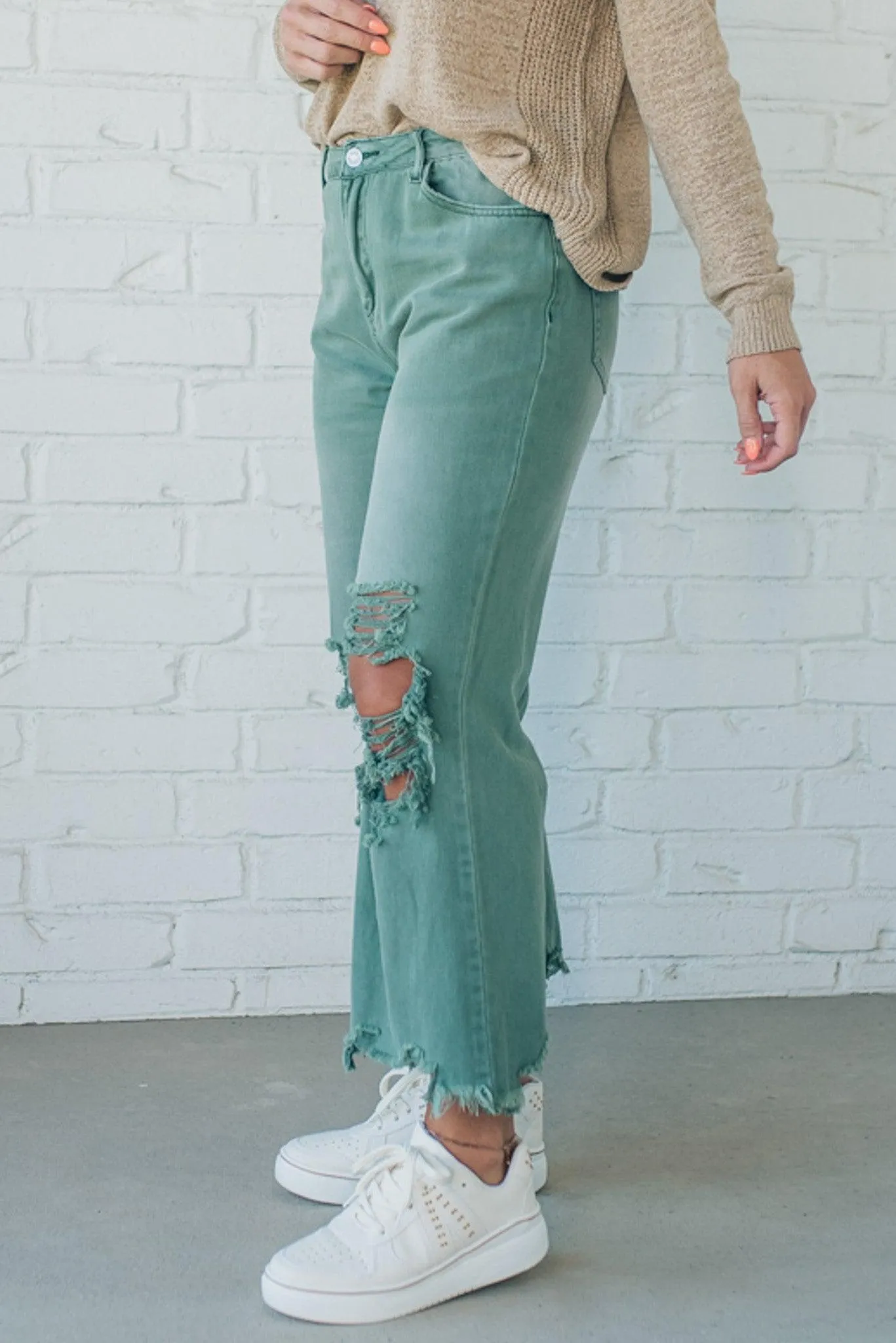 Riah Distressed and Washed Wide Leg Pants