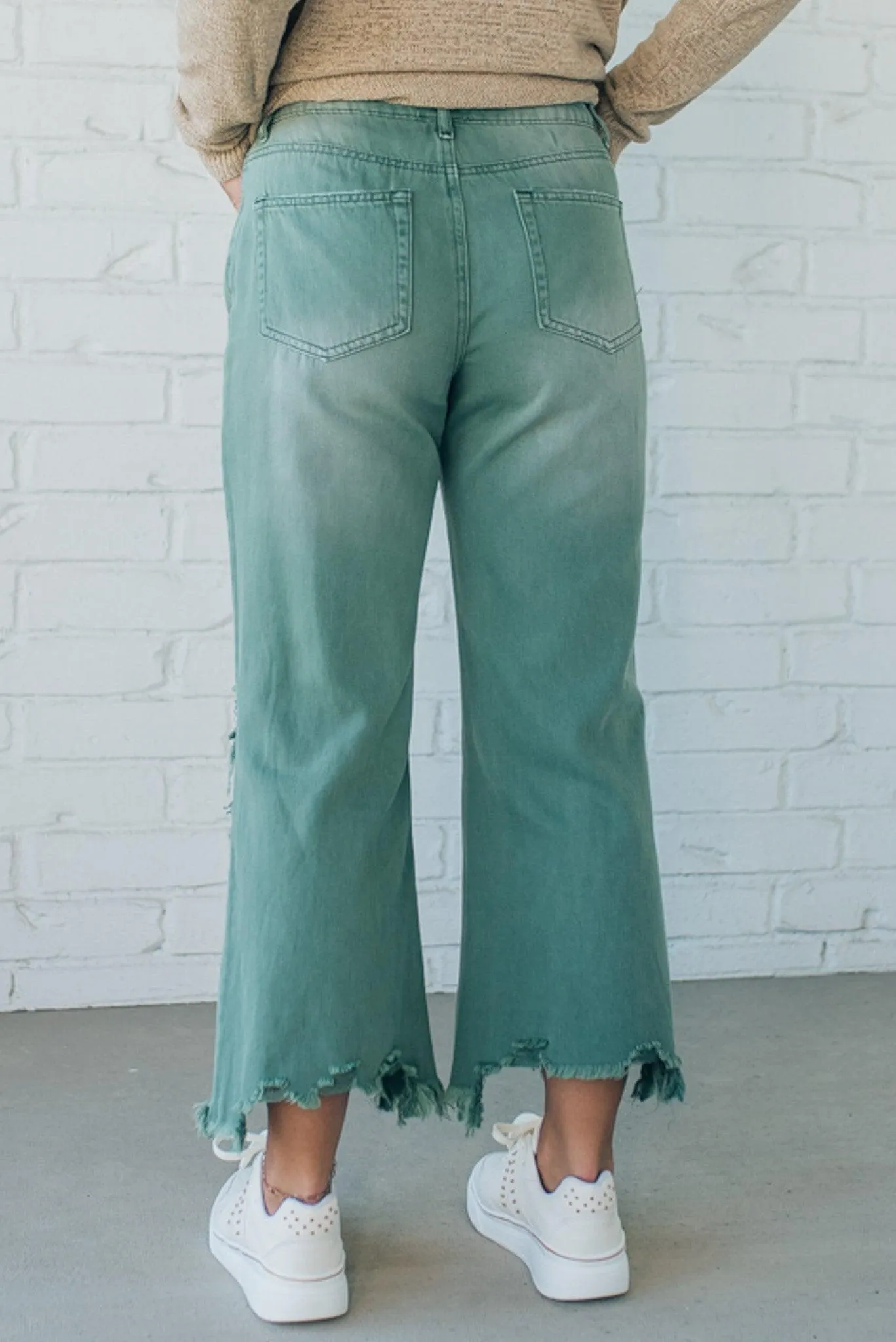 Riah Distressed and Washed Wide Leg Pants