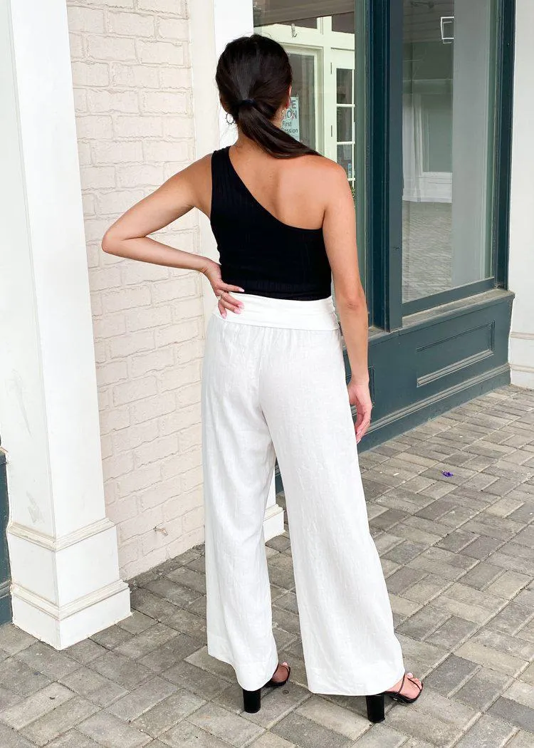 Rockport Foldover Linen Pant-White ***FINAL SALE***