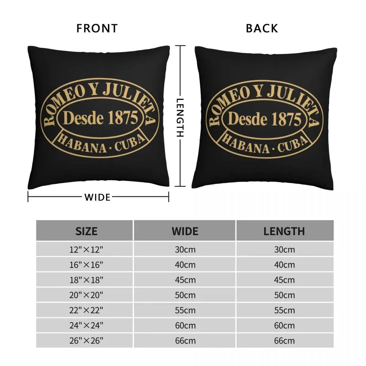Romeo and Julieta Habana Cuba Cigar Style Pillowcases  Poliester