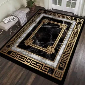 Royal Castle Luxury Modern Ornament Black Gold and White Carpet Luxury Non-Slip Floor Mat Rug Carpet