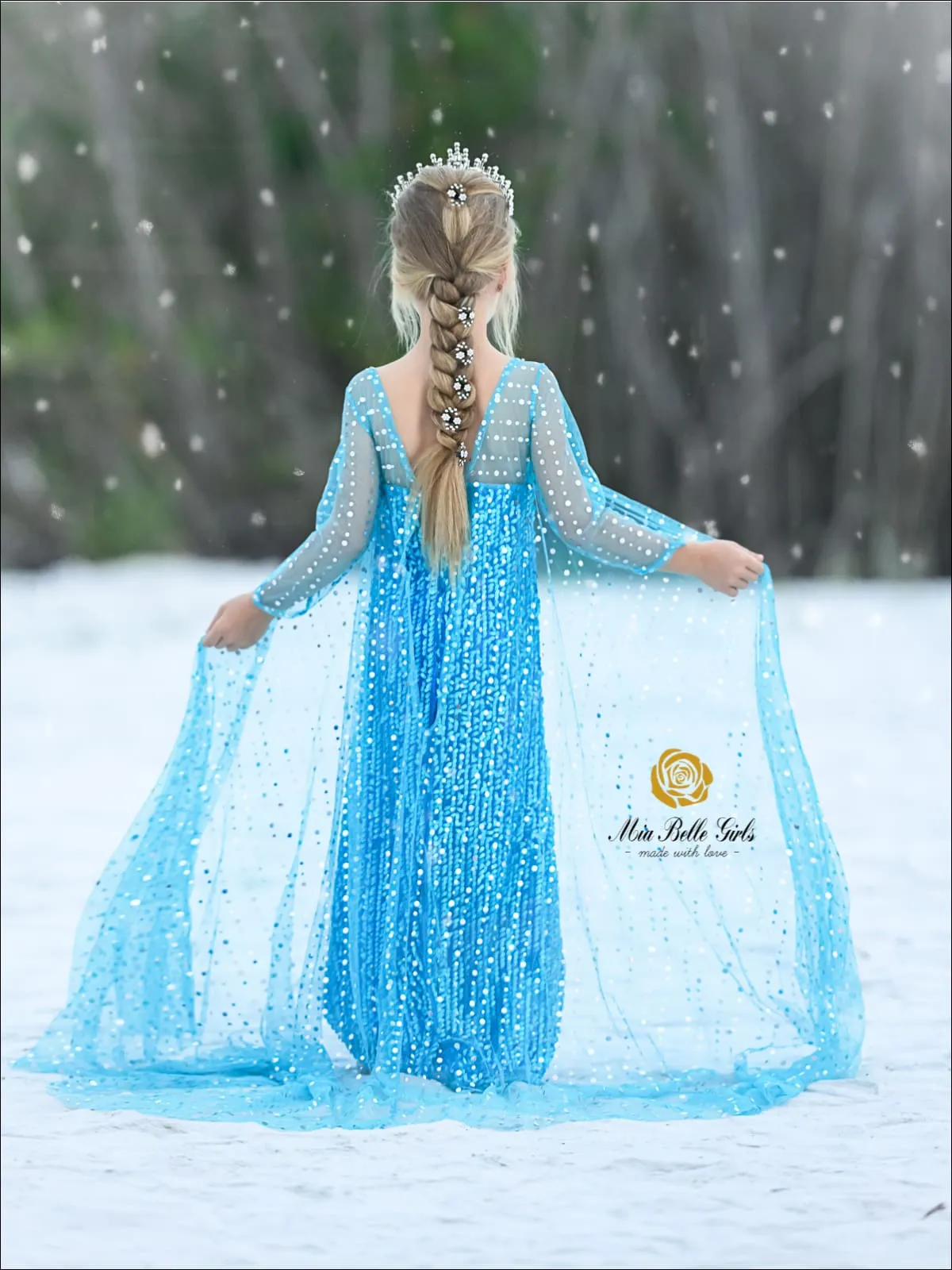 Snow Queen Dazzle Gown with Train Costume