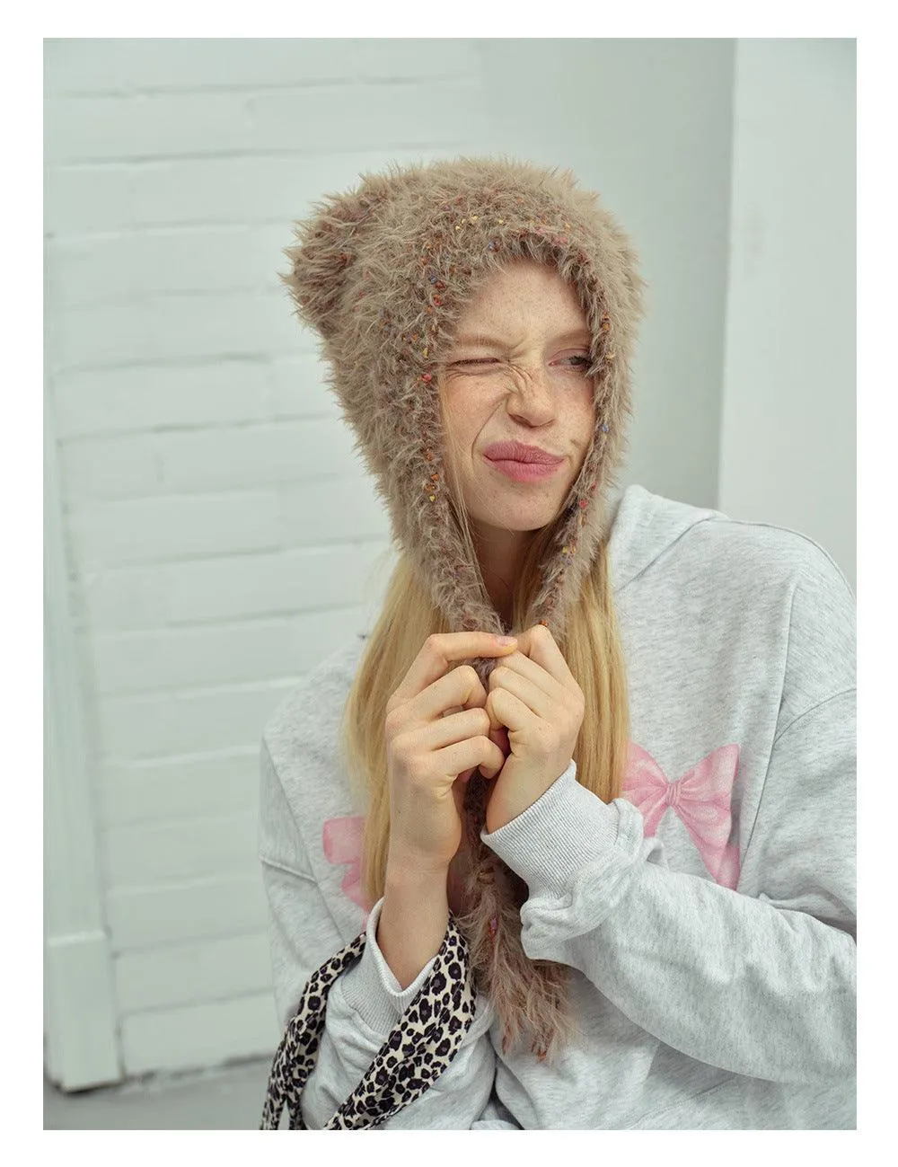 Solid Color Cute Sweet String Tie Knit Hat YH3050
