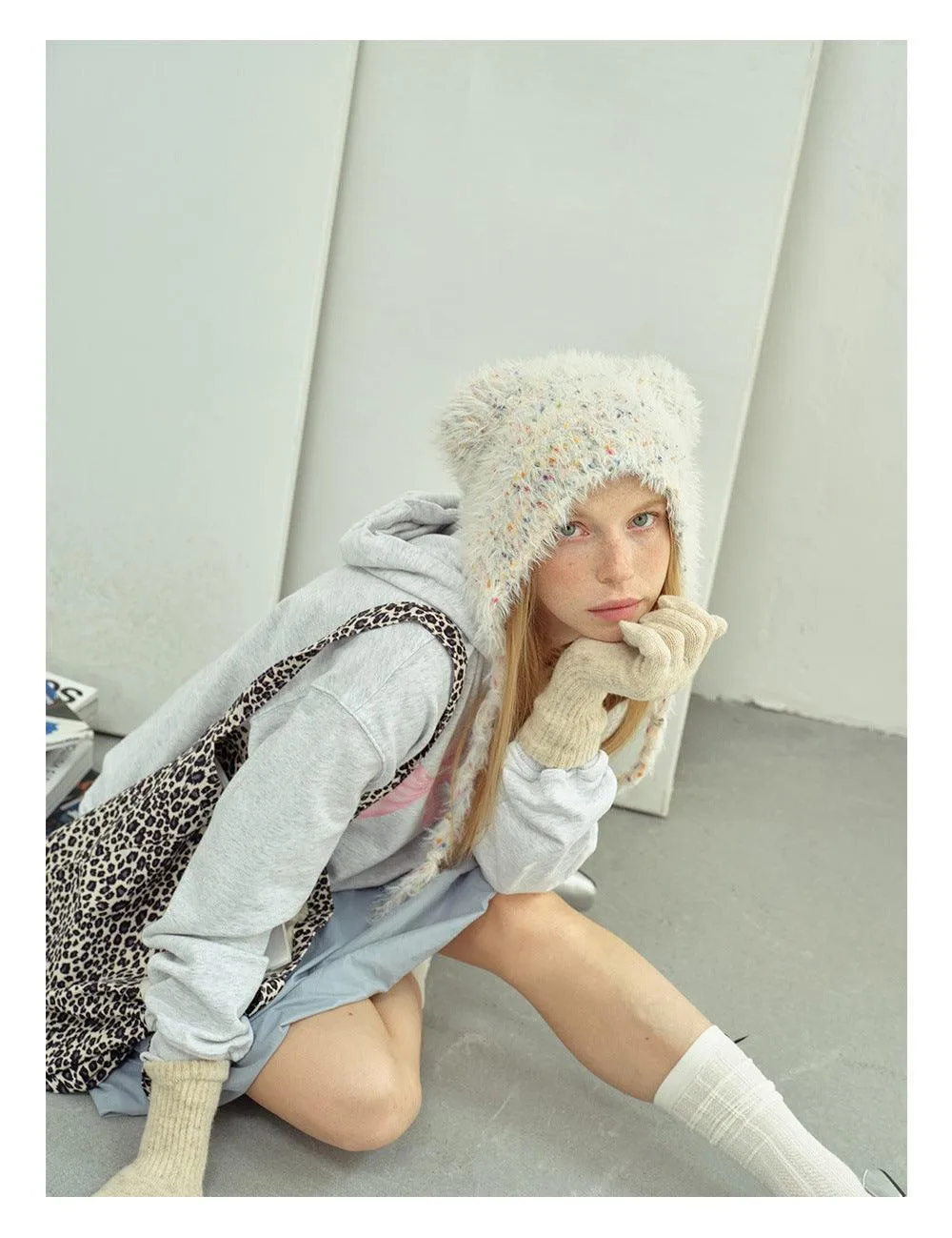 Solid Color Cute Sweet String Tie Knit Hat YH3050
