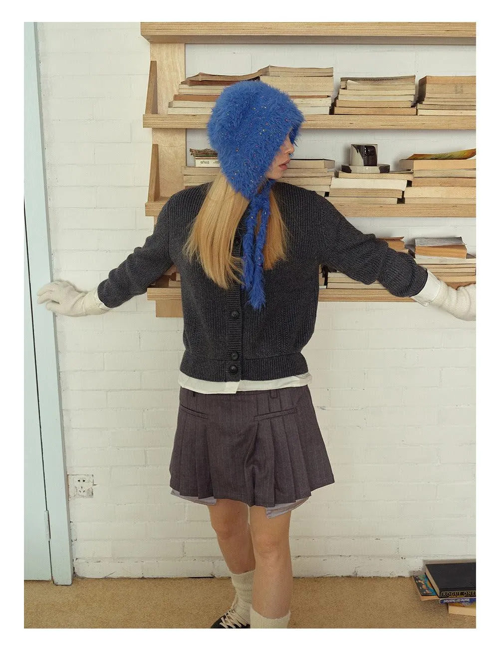 Solid Color Cute Sweet String Tie Knit Hat YH3050