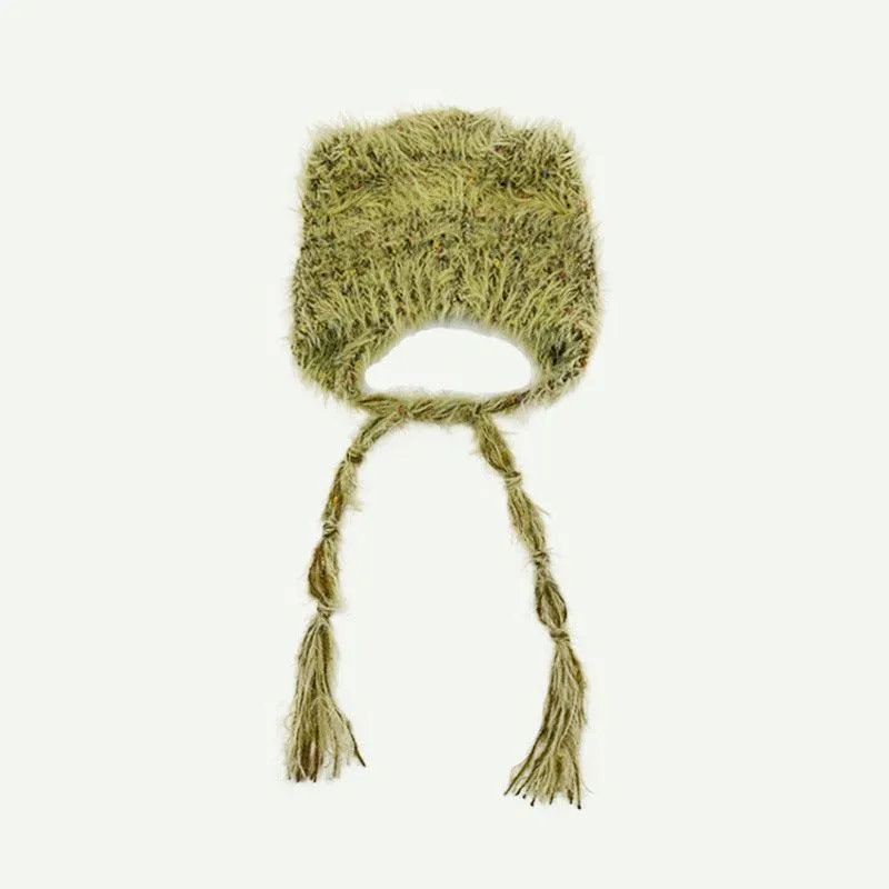 Solid Color Cute Sweet String Tie Knit Hat YH3050