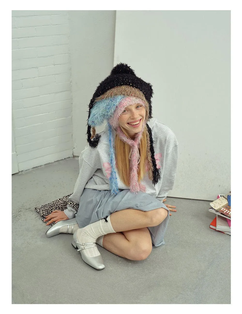 Solid Color Cute Sweet String Tie Knit Hat YH3050