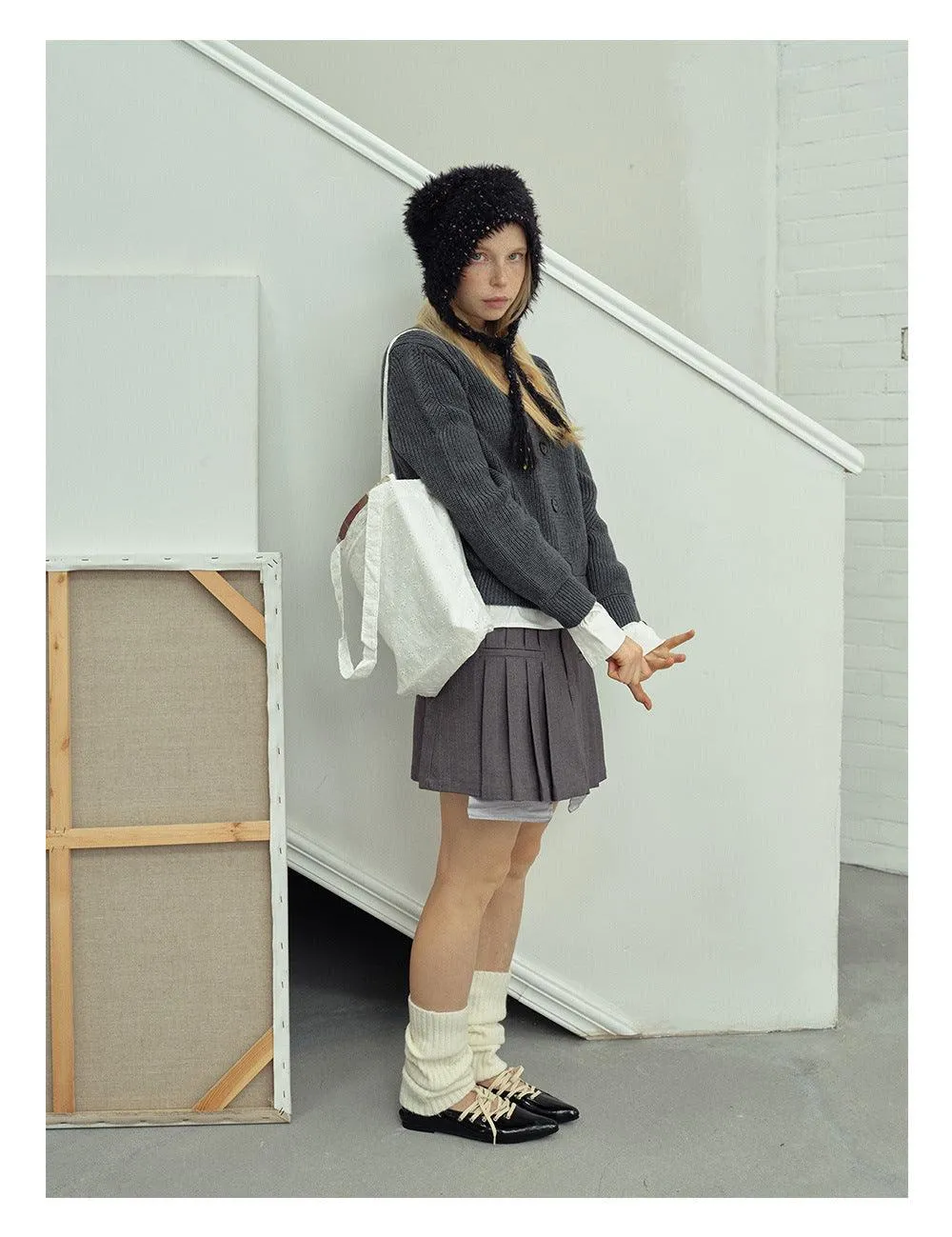 Solid Color Cute Sweet String Tie Knit Hat YH3050