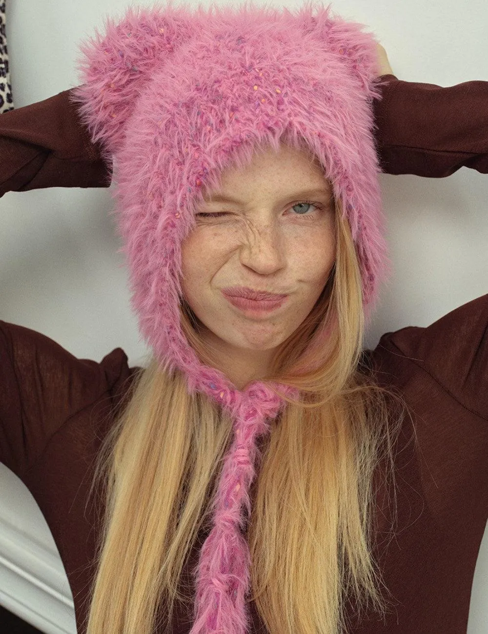 Solid Color Cute Sweet String Tie Knit Hat YH3050