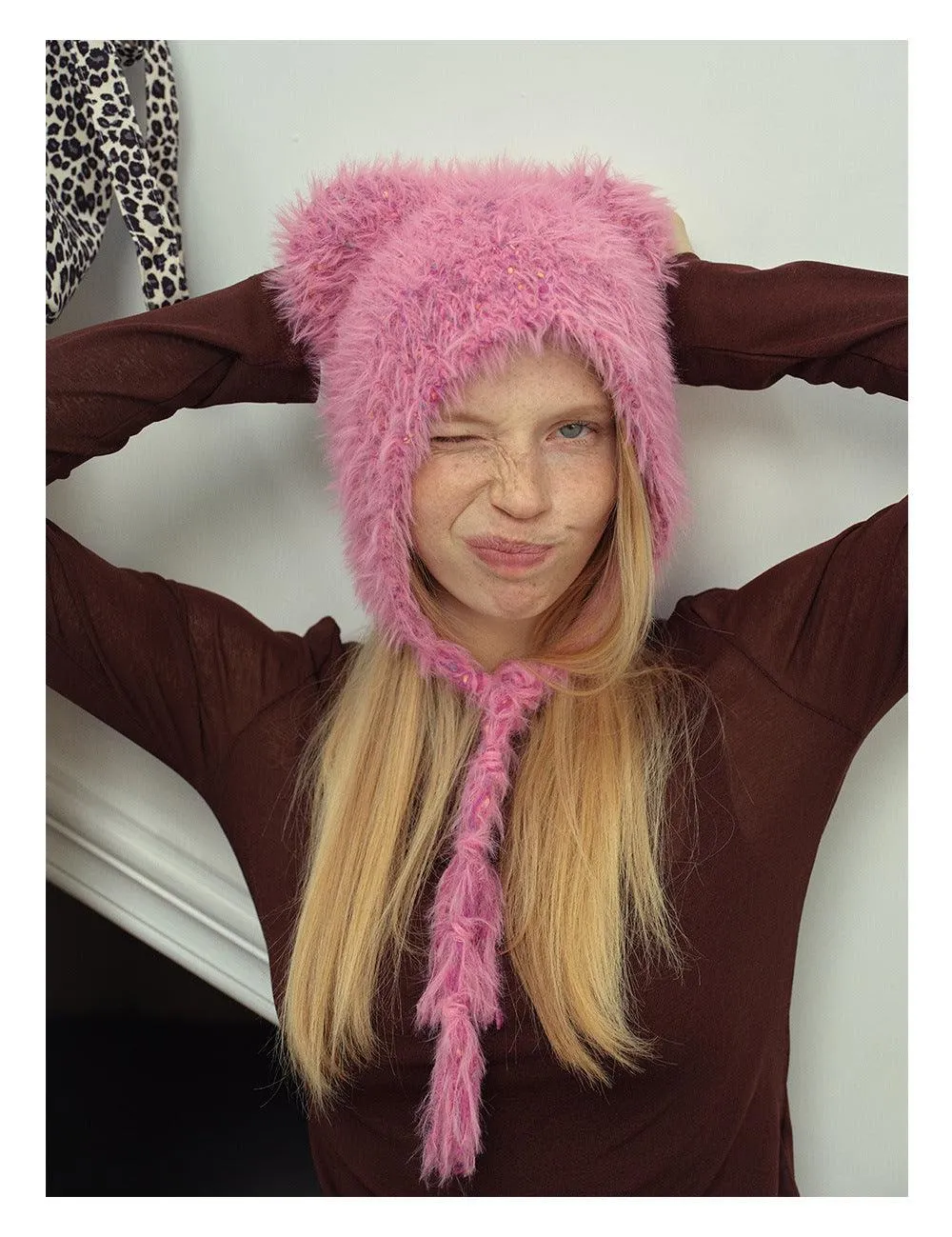 Solid Color Cute Sweet String Tie Knit Hat YH3050