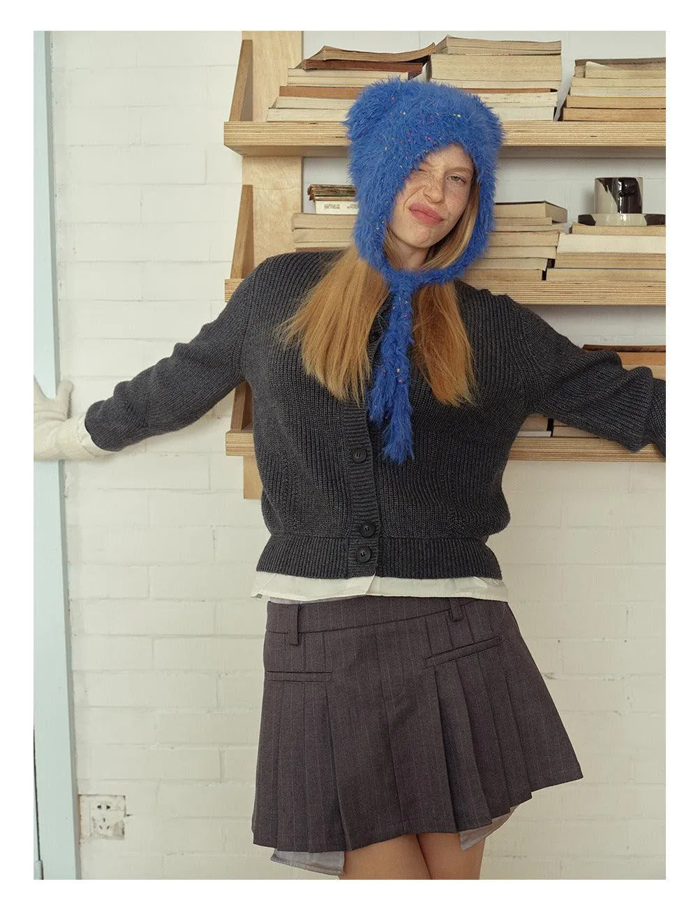 Solid Color Cute Sweet String Tie Knit Hat YH3050