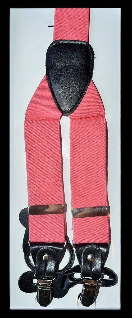 Solid Coral Men's Suspenders