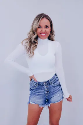 Sparkle AB Rhinestone Mesh Bodysuit - White