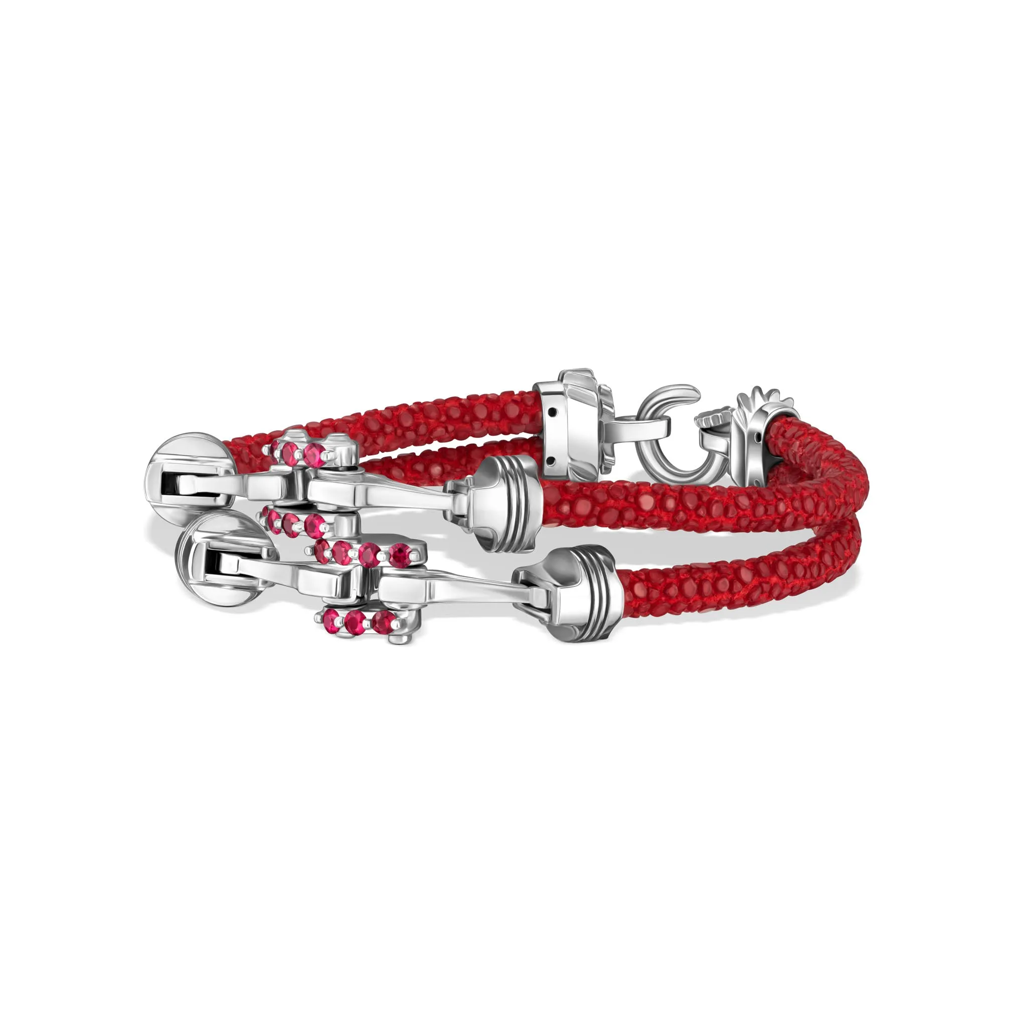 StingHD Red Lustrous Silver Racing Piston with Fiery Red Rubies