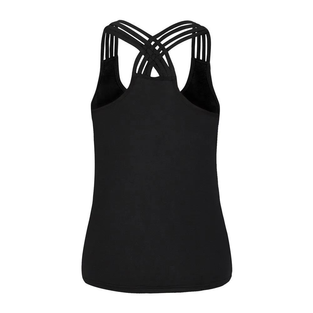 Sugar Skull Tank Top for Women / Halloween Fashion / Gothic Style Back Cross Sleeveless Vest #9