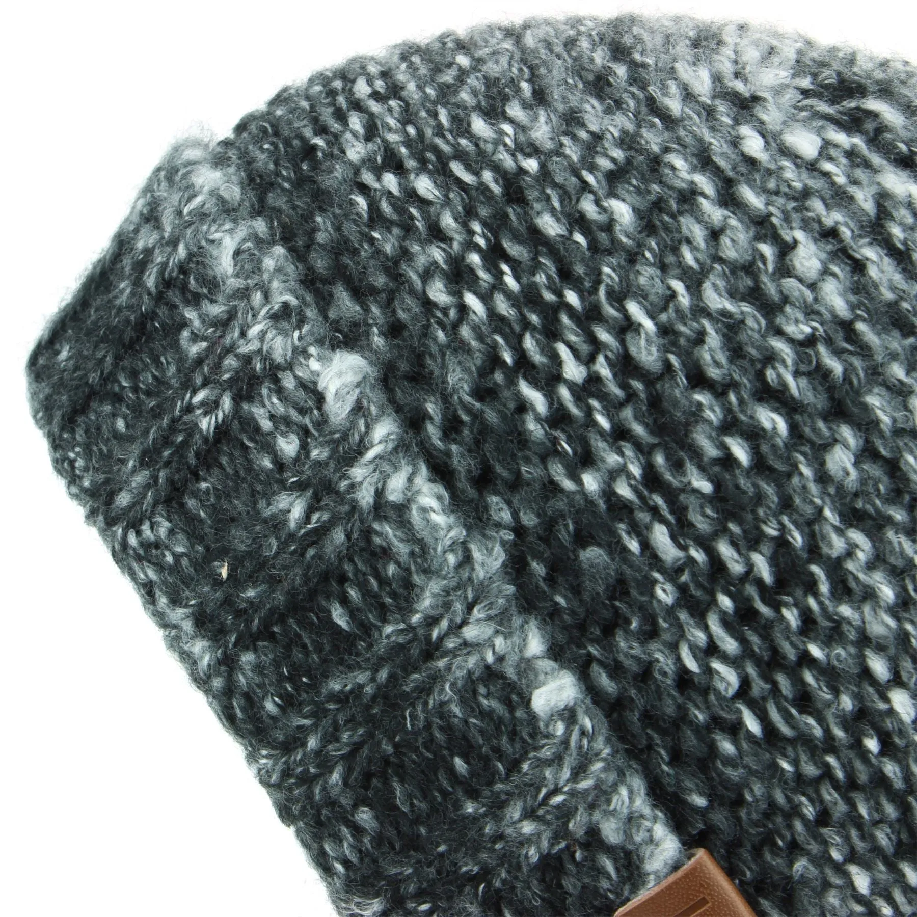 Super Soft Chunky Knit Textured Beanie Hat - Black Grey