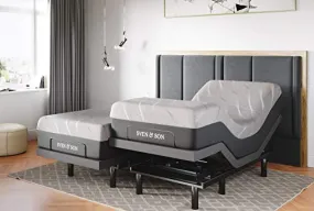 Sven & Son Split King Adjustable Bed Base Frame   14” Luxury Cool Gel Memory Foam Hybrid Mattress, Head Up Foot Up, USB Ports, Zero Gravity, Interactive Dual Massage, Wireless, Classic (Split King)