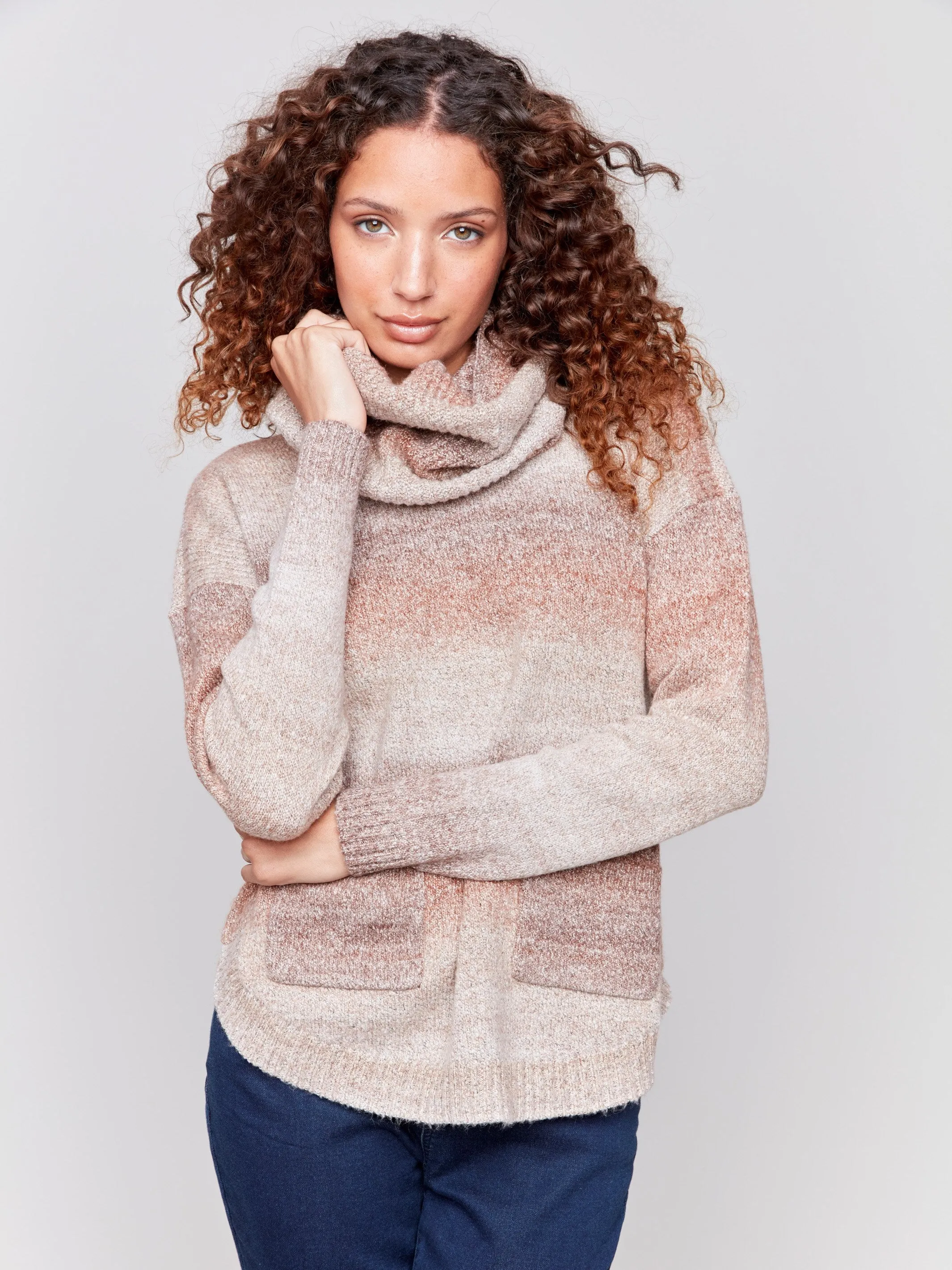 Sweater With Removable Scarf - Timber