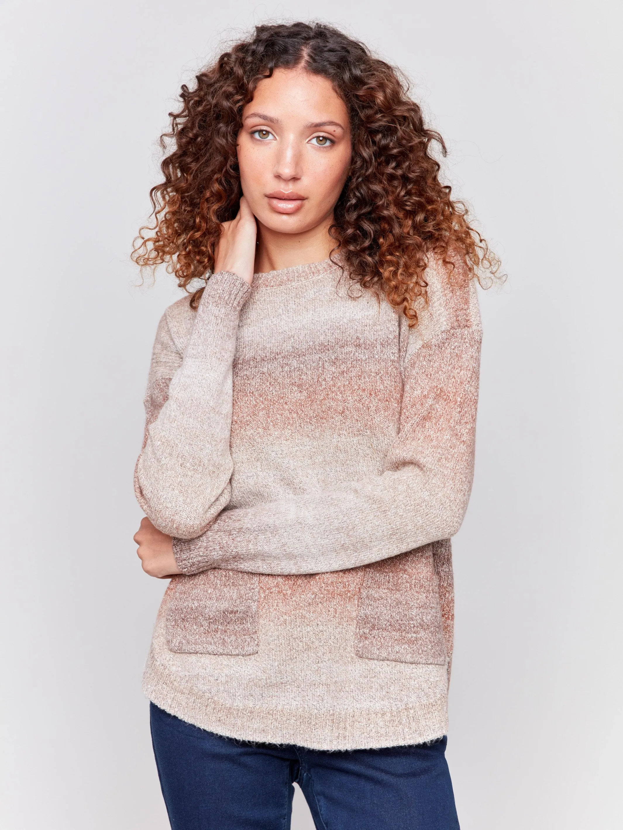 Sweater With Removable Scarf - Timber