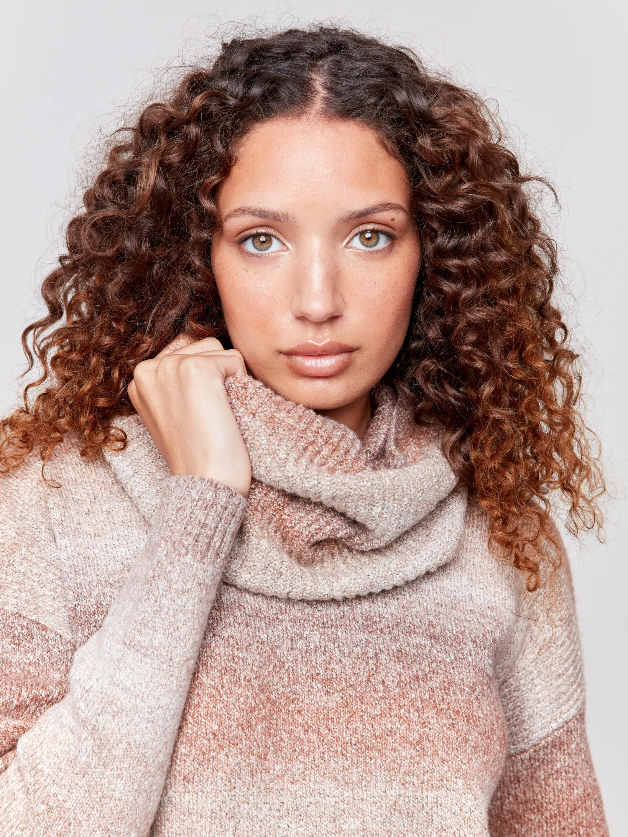 Sweater With Removable Scarf - Timber