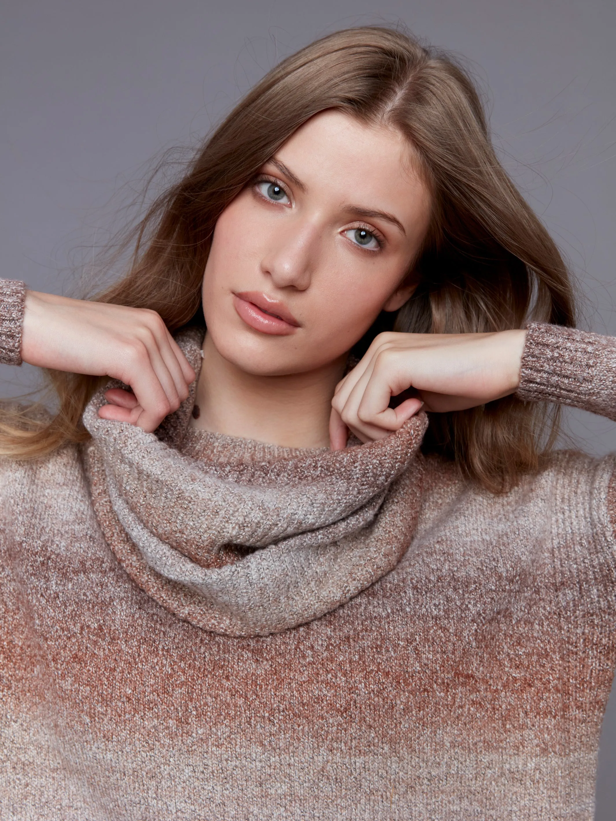Sweater With Removable Scarf - Timber