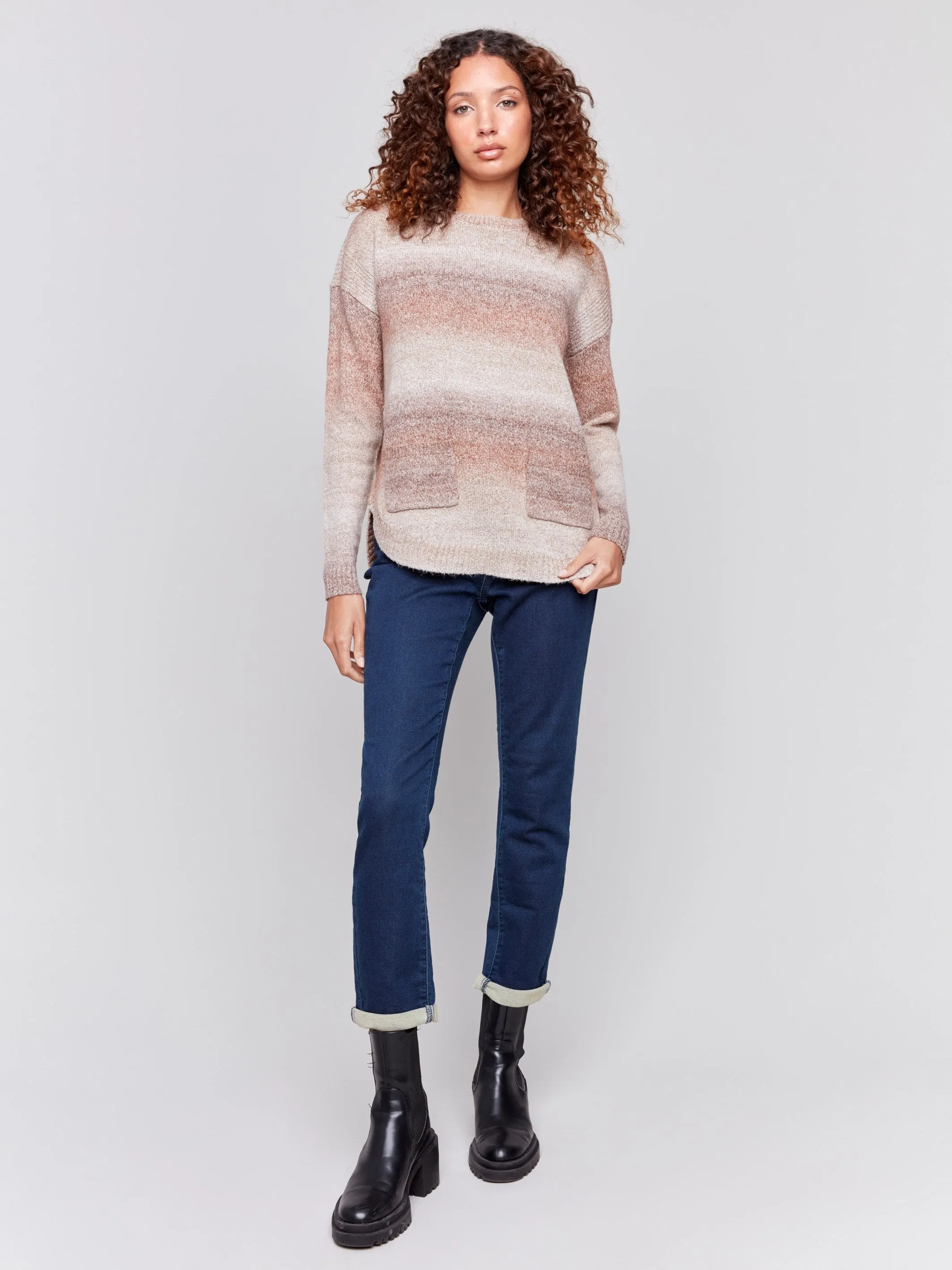 Sweater With Removable Scarf - Timber