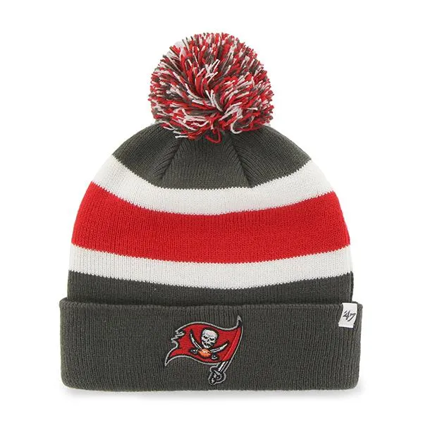 Tampa Bay Buccaneers 47 Brand Tri-Tone Breakaway Cuffed Beanie Poofball Hat Cap