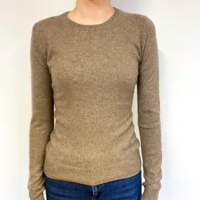 Taupe Brown Cashmere Crew Neck Jumper Extra Small