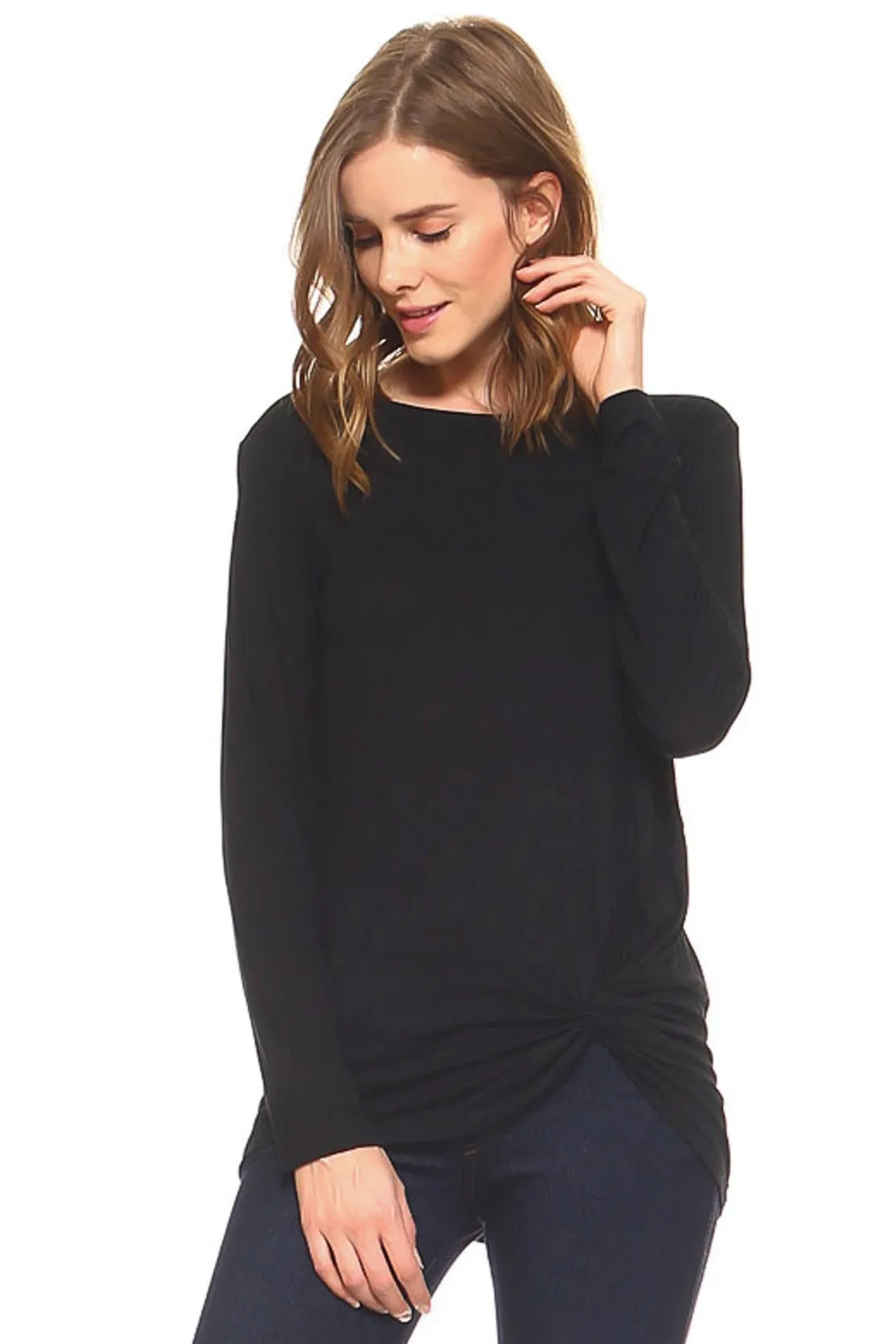 Tied Up In Knots Twisted Hem Knit Top