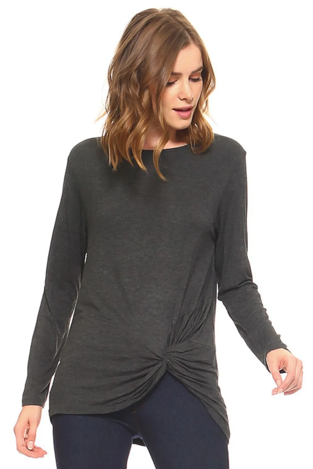 Tied Up In Knots Twisted Hem Knit Top