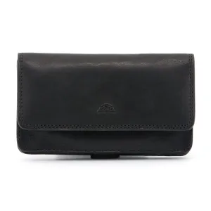 Tony Perotti Italian Leather Black Medium Flap Over Purse With Tab