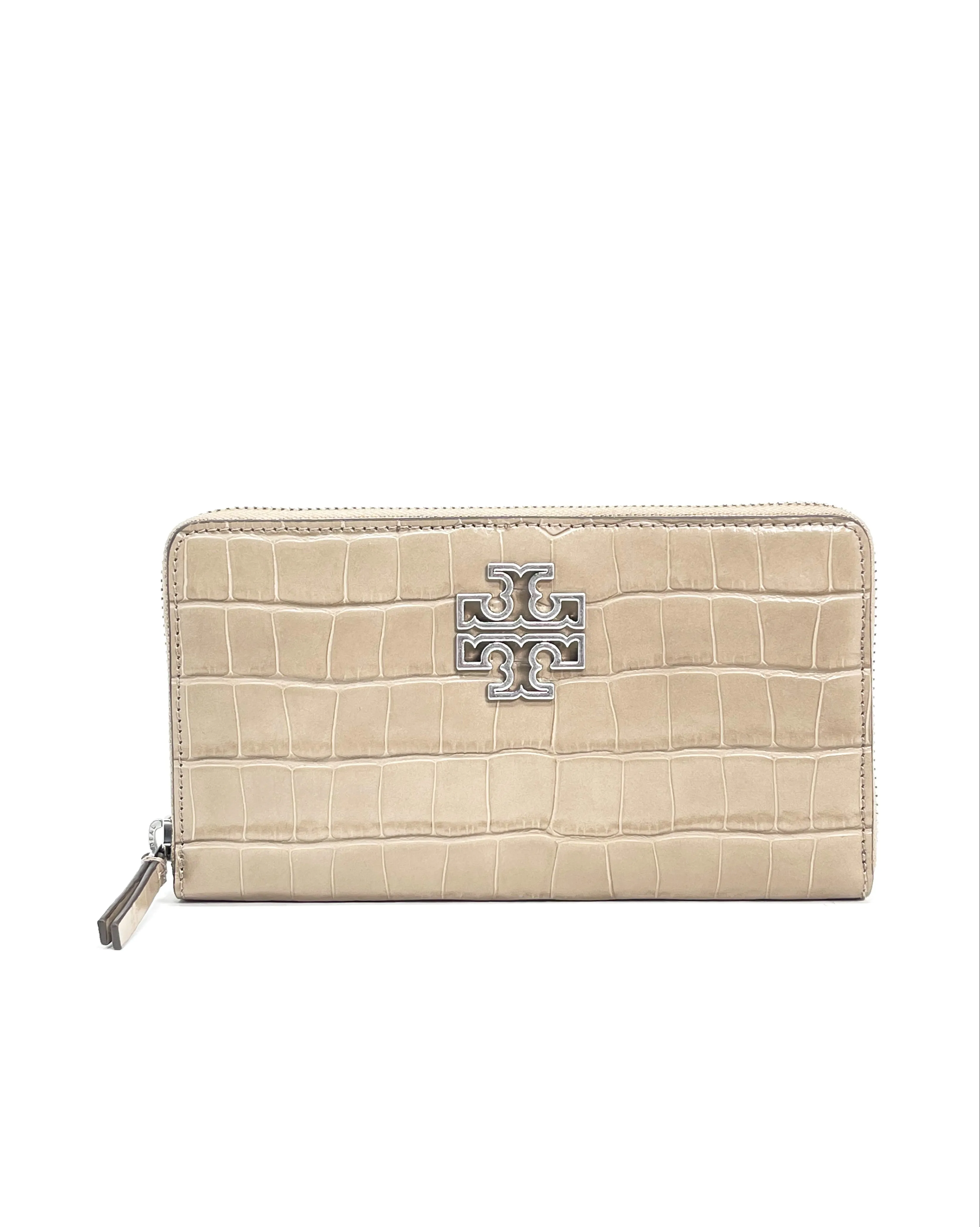 Tory Burch Elk Britten Croc Zip Continental Wallet