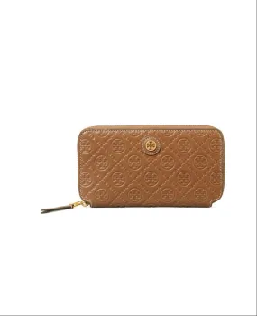 Tory Burch Moose T Monogram Leather Zip Continental Wallet