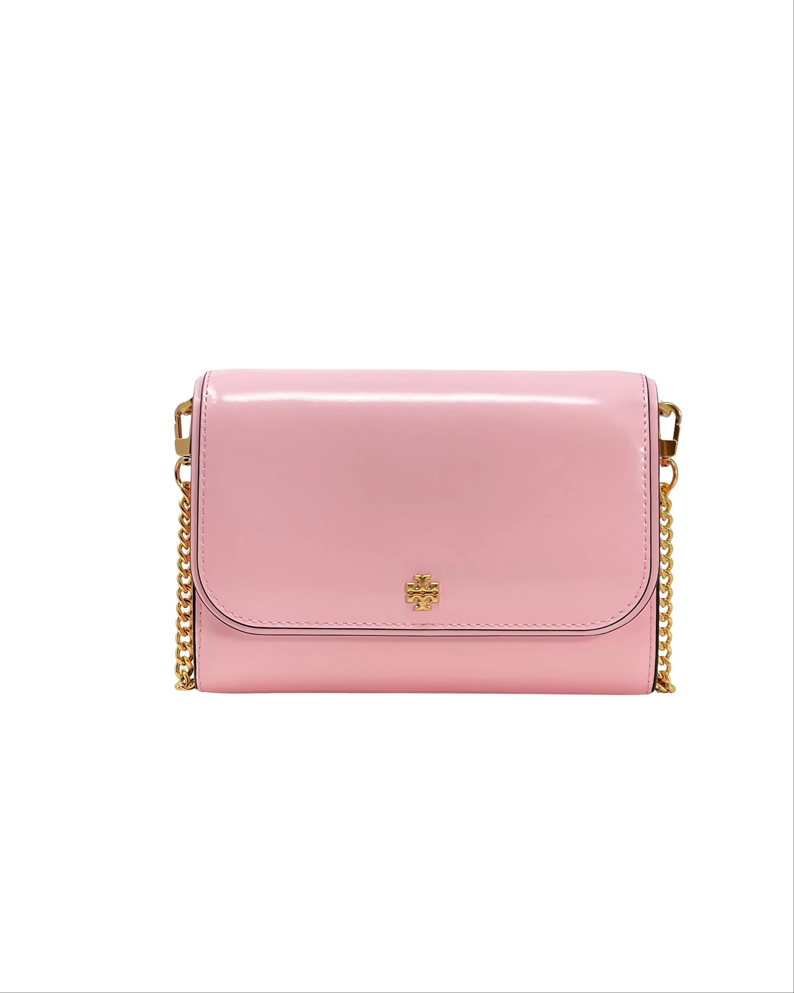 Tory Burch Pink Plie Emerson Patent Chain Wallet