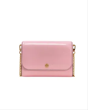 Tory Burch Pink Plie Emerson Patent Chain Wallet