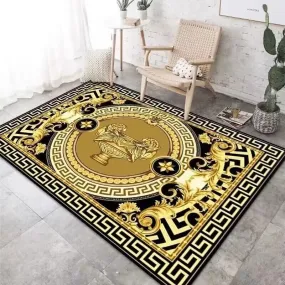 Versace Style  Glden  Ornament Carpet Luxury Non-Slip Floor Mat Rug Carpet