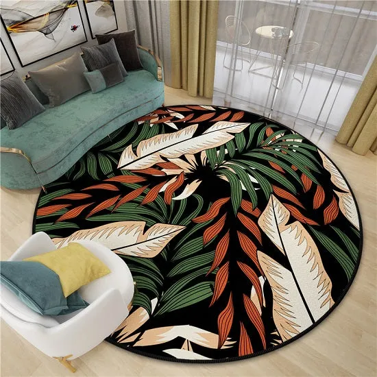 Versace Style Gold Luxury Round Carpets Anti-slip Soft Plush Rugs