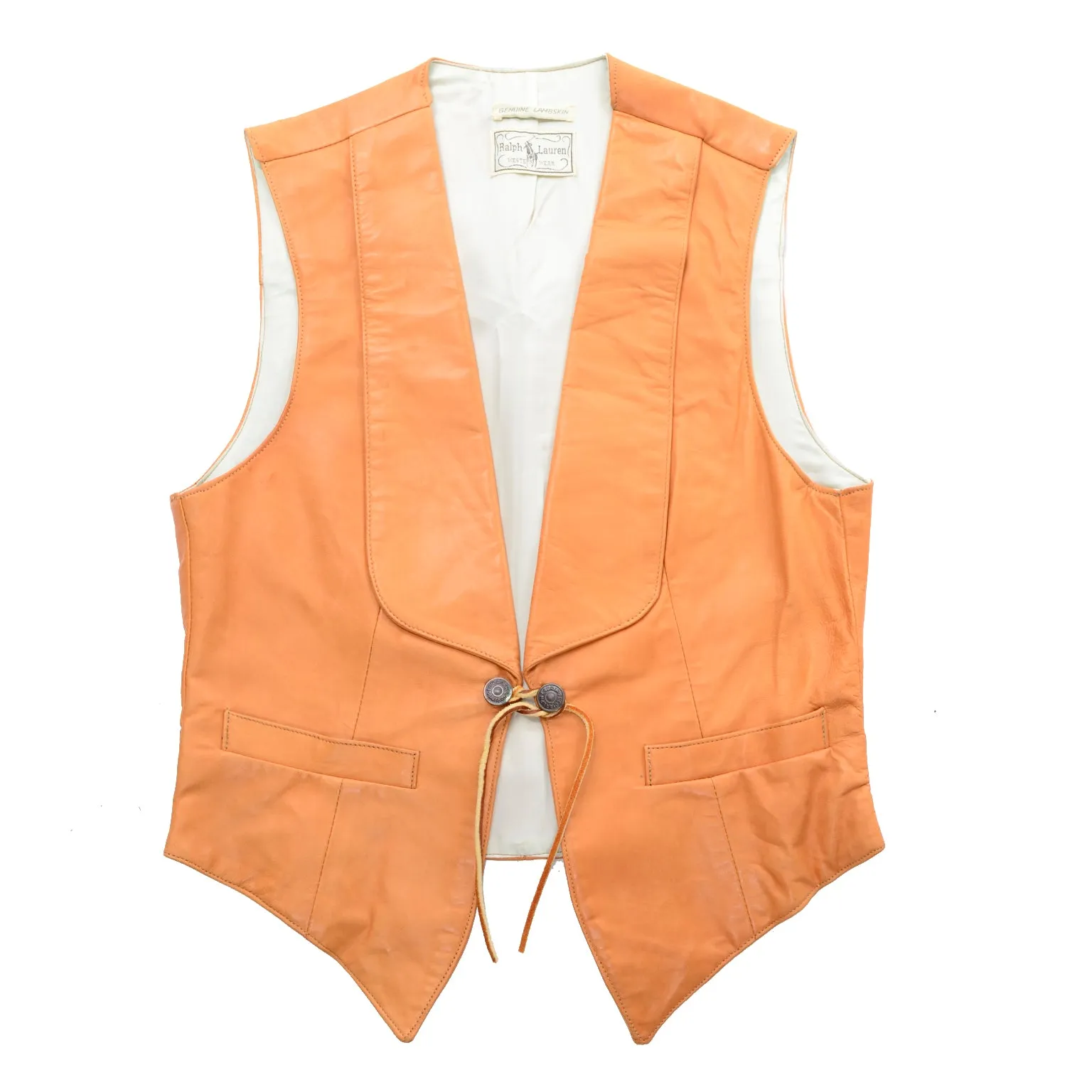 Vintage Ralph Lauren Western Wear Lambskin Leather Vest in Terracotta Brown