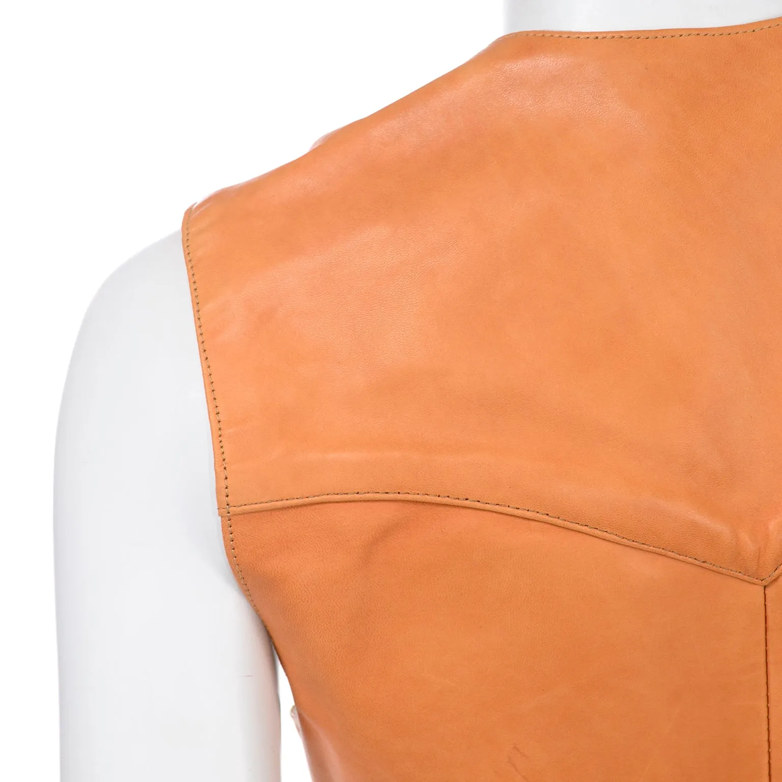 Vintage Ralph Lauren Western Wear Lambskin Leather Vest in Terracotta Brown
