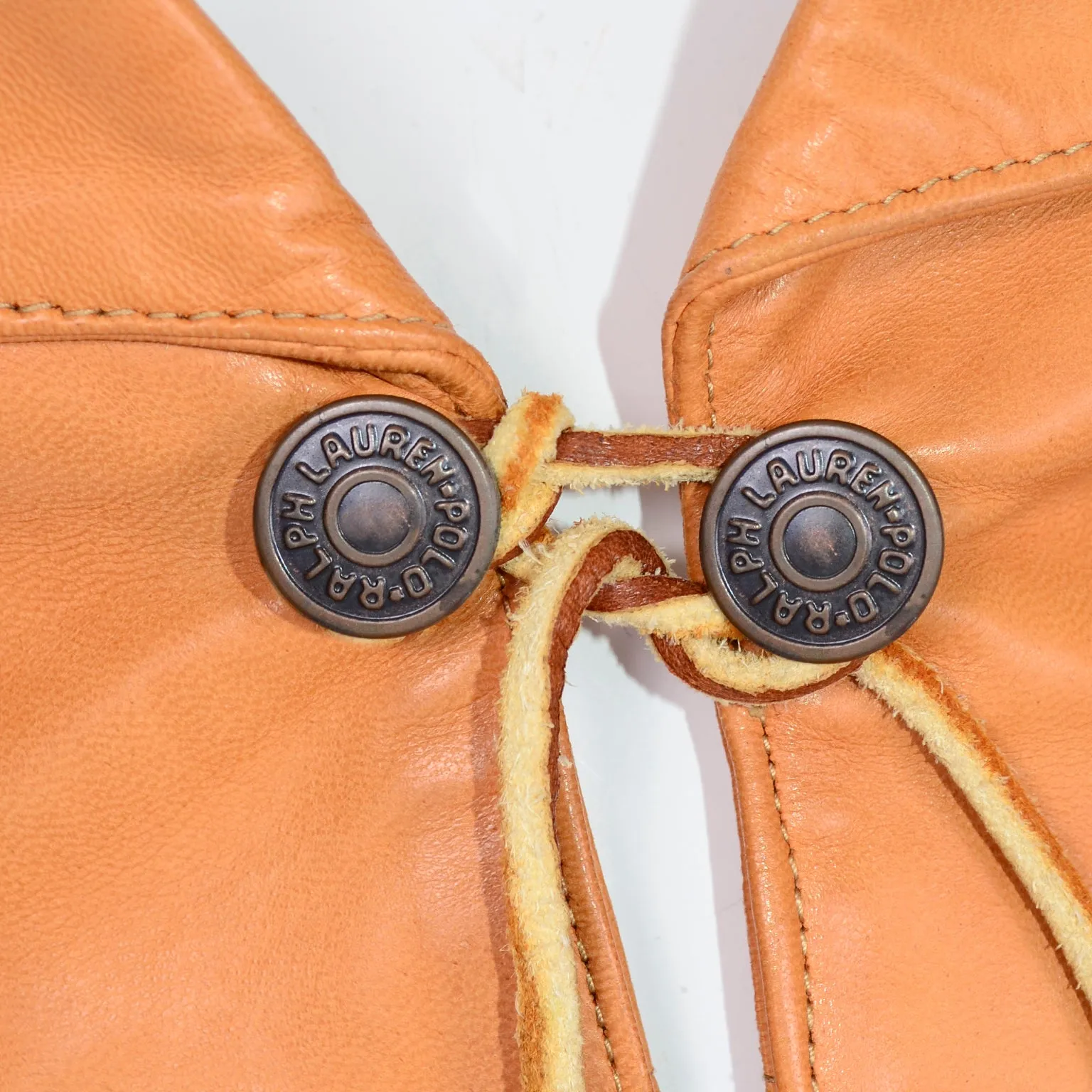 Vintage Ralph Lauren Western Wear Lambskin Leather Vest in Terracotta Brown