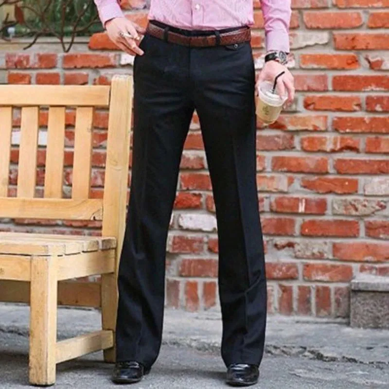 Wiaofellas  -  Wide Leg Male Suit Trousers White Luxury Bell Mouth Draped Flared Fluid Men's Summer Pants Cheap Clothes Offer Korean Style